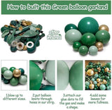 Green and Gold Balloon Arch Kit with Double Stuffed Metallic Balloons for Party Decor