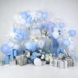 115-Piece Blue and White Christmas Balloon Arch Kit with Snowflake and Star Foils