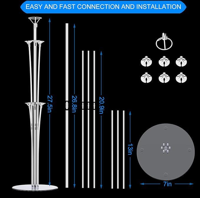 Balloon Stand Kit - 28 Latex or Foil Balloons, Party Decor, Set of 6
