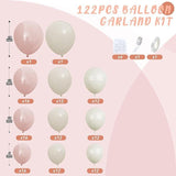 122-Piece Dusty Pink and Ivory Balloon Arch Kit for Birthday Wedding and Party Decor
