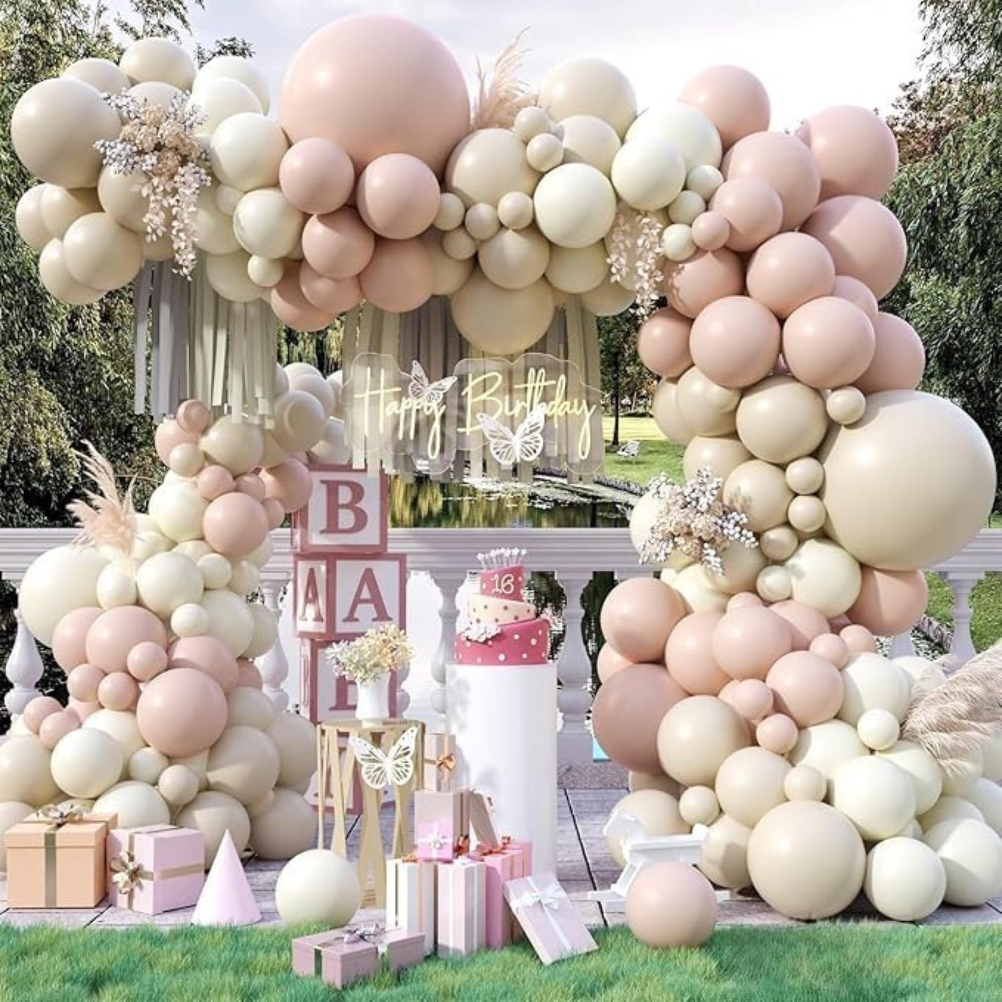 122-Piece Dusty Pink and Ivory Balloon Arch Kit for Birthday Wedding and Party Decor