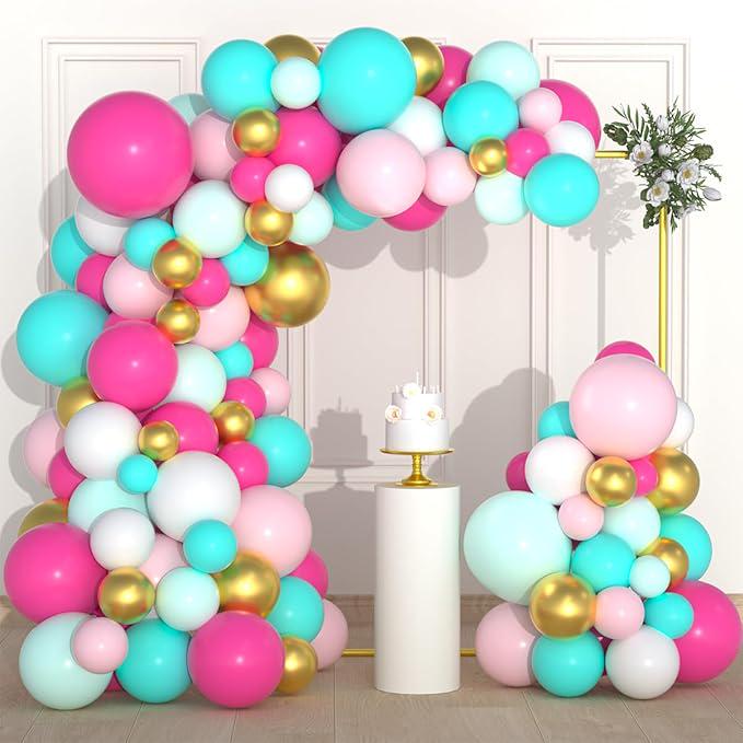 Pastel Balloon Arch Kit: Teal, Pink, Green & Gold Party Decor