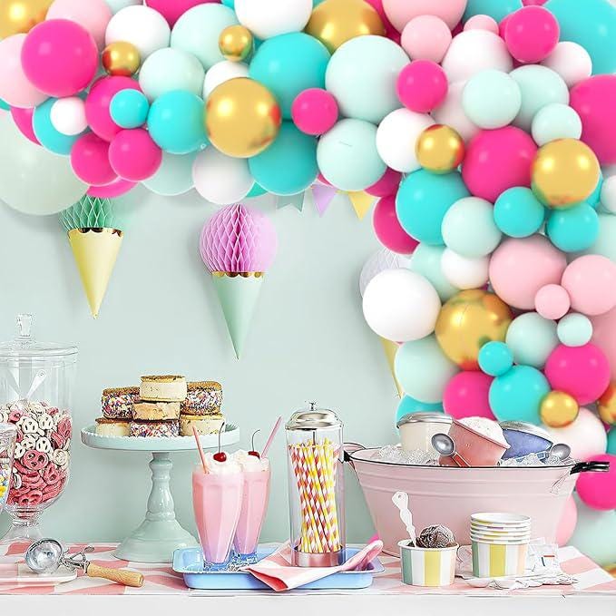 Pastel Balloon Arch Kit: Teal, Pink, Green & Gold Party Decor