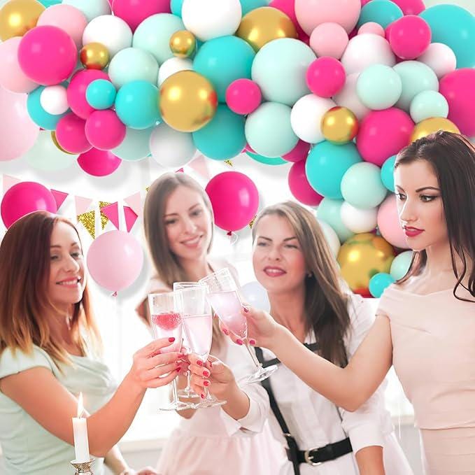 Pastel Balloon Arch Kit: Teal, Pink, Green & Gold Party Decor