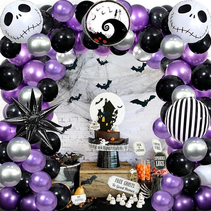 Skull Halloween Balloon Arch Kit Purple Black Garland for Party & Home Decor