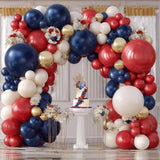 Red White Blue Balloon Arch Kit with Gold Black Balloons for Party Decorations