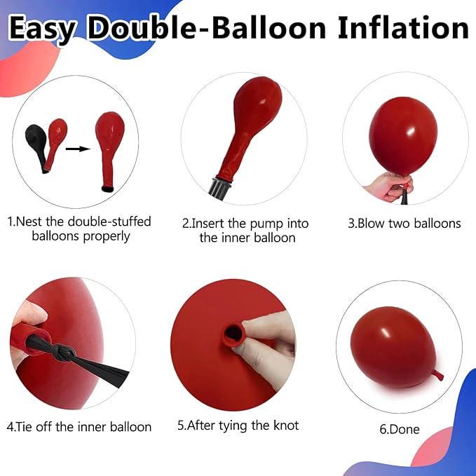 Red White Blue Balloon Arch Kit with Gold Black Balloons for Party Decorations