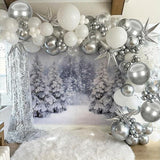 White Silver Balloon Garland Arch Kit 113 Pcs for Christmas & Winter Parties