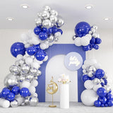 136 Pcs Blue White Silver Balloon Garland Arch Kit for Party & Event Decor