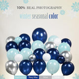 Winter Balloon Garland Arch Kit 128 Pcs Blue White Silver Balloons for Party Decor
