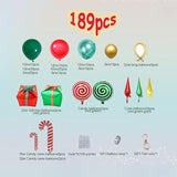 189 Pcs Christmas Balloon Garland Arch Kit with Red Gold Green Balloons for Decor