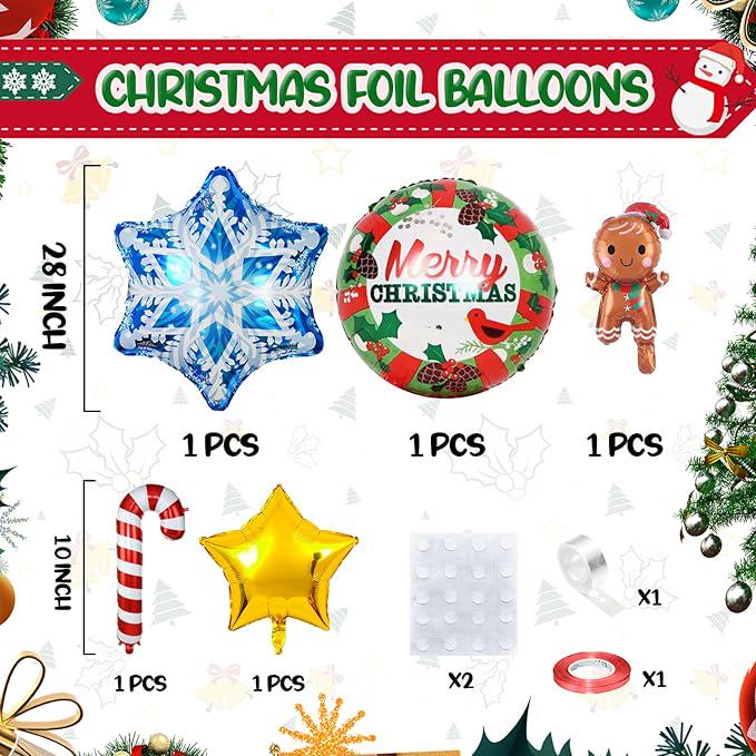 Christmas Balloon Garland Arch Kit with Red Green Gold Candy Cane Balloons Decor
