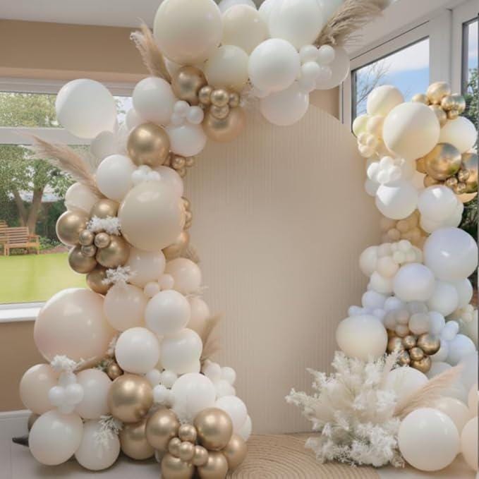 Sand White Gold Balloon Arch Kit 140 Pcs Boho Balloons for Wedding & Party Decor