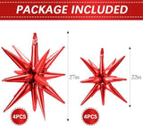 Red Star Foil Balloon Arch Kit Metallic Starburst Balloons for Party Decorations