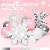 143 Pcs Pink Winter Wonderland Balloon Arch Kit with Snowflake Balloons for Decor