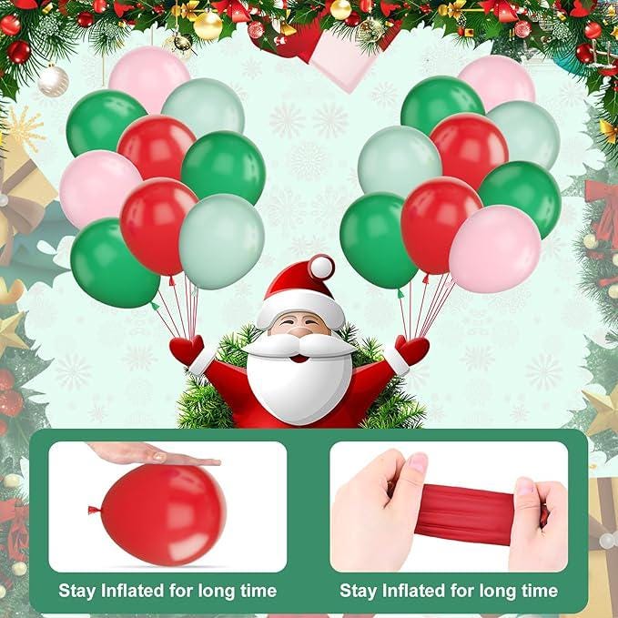Christmas Balloon Arch Kit 107 Pcs Pink Green Red Balloons for Holiday Party Decor
