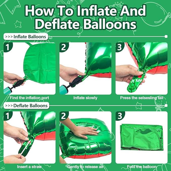 25 Pcs Red Green Foil Balloon Wall Backdrop Double Sided Balloons for Party Decor