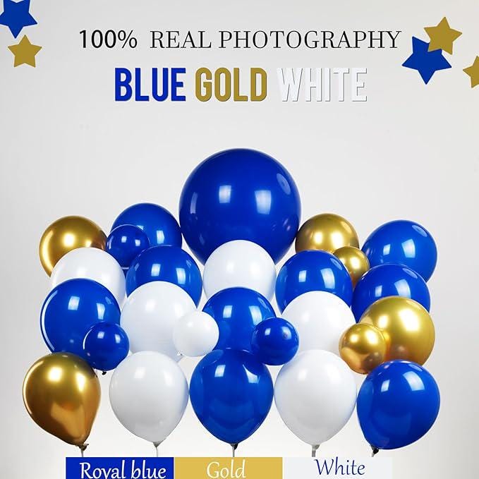 Royal Blue & Gold Balloon Garland Kit with Star Balloons