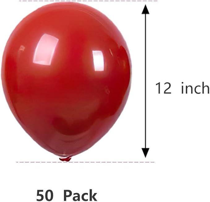 50-Pc 12-Inch Dark Red Latex Balloons for Weddings, Birthdays & Holiday Parties