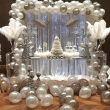 Pearl White & Silver Snowflake Balloons 12-Inch for Winter, Wedding and Xmas Parties