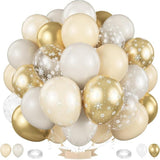 Beige & Gold Snowflake Balloons Set for Winter, Wedding, Xmas and Party Decor