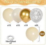 Beige & Gold Snowflake Balloons Set for Winter, Wedding, Xmas and Party Decor