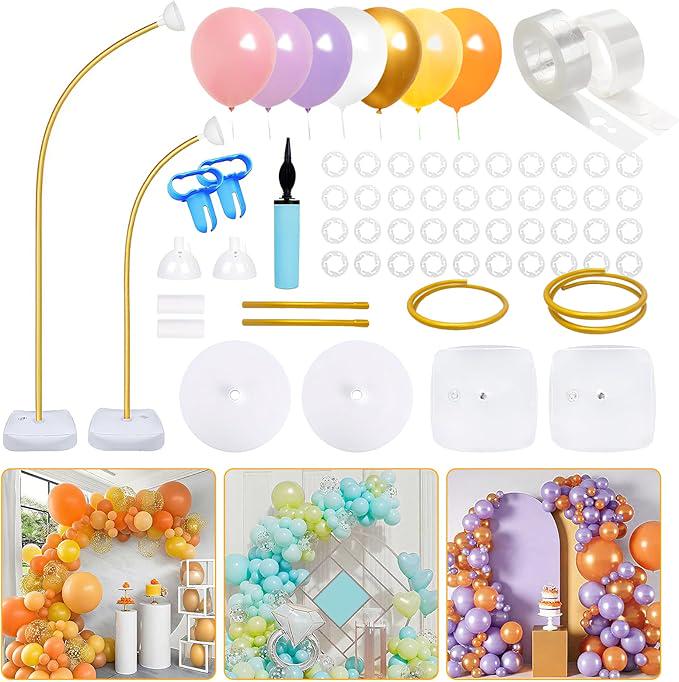 Gold Balloon Arch Kit 8.2FT and 5FT Half Arch Stand for Wedding Birthday Party