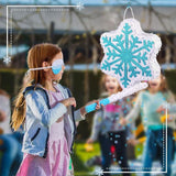 Blue Snowflake Pinata with Pull String for Winter Theme Birthday and Christmas Party Decor