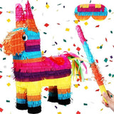 21-Inch Rainbow Donkey Piñata for Birthday, Cinco de Mayo and Party Fun