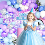 Winter Wonderland Balloon Arch Kit Blue Purple White Snowflake Party Decor