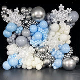 Winter Balloon Arch Kit Pastel Blue Gray White Snowflake Party Decorations