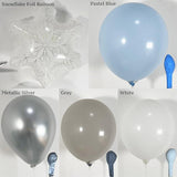 Winter Balloon Arch Kit Pastel Blue Gray White Snowflake Party Decorations