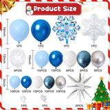 108-Pc Winter Wonderland Snowflake Balloon Arch Kit Blue White Silver Decor