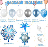 138-Piece Snowflake Balloon Arch Kit with Blue Silver White Balloons