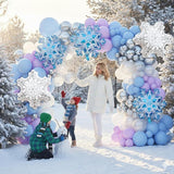 141-Piece Pastel Winter Wonderland Balloon Arch Kit in Purple Blue White Silver