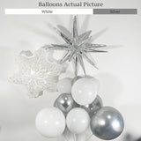 135-Piece Winter Balloon Arch Kit with White Silver Snowflakes for Party & Shower