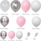 Pink Snowflake Balloon Arch Kit with White and Silver Balloons for Winter Parties