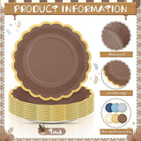 Blue Brown Gradient Scalloped Paper Plates 48 Pcs for Birthday Wedding Party