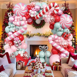 Pastel Pink Christmas Balloon Arch Kit with Candy Cane Balloons for Xmas Party Decor