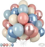 50 Pcs Dusty Blue and Pink Balloons for Boho Birthday Wedding Baby Shower Decor