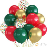 70 Pcs Red and Green Balloons with Gold for Birthday Wedding Party Decorations