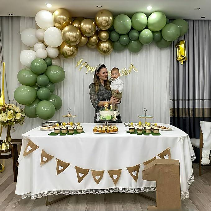 Sage Green and Gold Balloons Set for Wedding Birthday Baby Shower Party Decorations