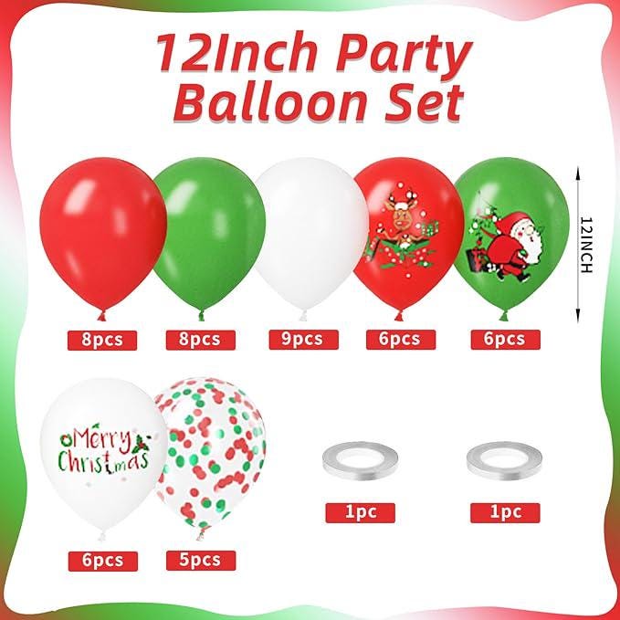 50PCS Christmas Balloons Set with Merry Christmas Print for Holiday Party Decor