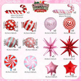 26PCS Pink Red Candy Foil Balloons Set for Christmas Candyland Party Decorations