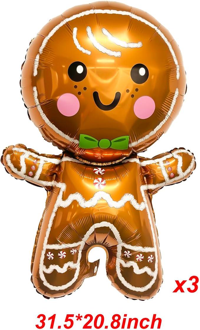 Gingerbread and Candy Cane Foil Balloons Set for Christmas Sweet Theme Party Decor