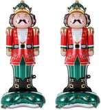 2PCS Giant Nutcracker Foil Balloons Set for Christmas Holiday Party Decorations
