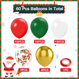 60PCS Red Green Gold Christmas Balloons Set for Holiday Party and Birthday Decor
