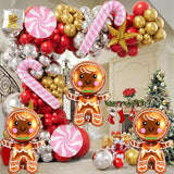 12PCS Gingerbread and Candy Cane Foil Balloons Set for Christmas Party Decorations