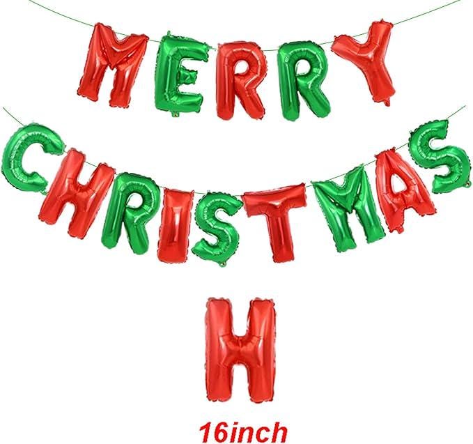 Merry Christmas Letter Foil Balloon Banner for Holiday Party Decorations