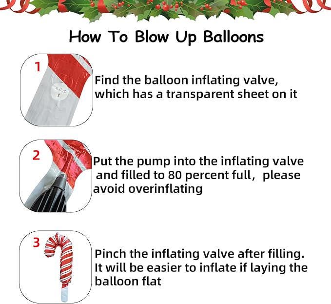 16PCS Christmas Candy Cane Foil Balloons Set for Holiday Party Decorations